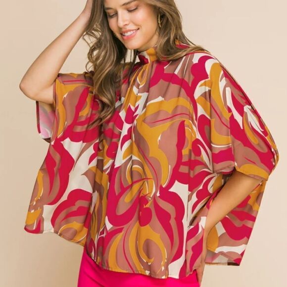NEW Flying Tomato Groovy Dolman Crop Silky Top - Picture 1 of 10